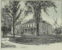 Fig. 38. Washingtons Hovedkvarter i Cambridge under Bostons<bBelejring. Senere, fra 1837, tilhørte det Digteren Longfellow.