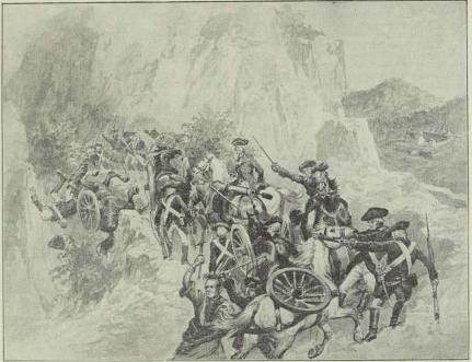 Fig. 55. Englænderne befæster Mount Defiance.