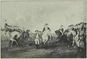 Fig. 66. Cornwallis overgiver sig ved Yorktown