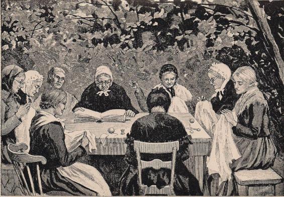 <smalIll. J.N.[=Jenny Nyström]                                                I[=Ida] FALANDER</smal<bMor Höftlams syförening (se sid. 22).