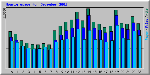 Hourly usage for December 2001