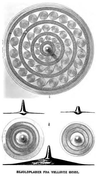 SKJOLDPLADER FRA VELLINGE MOSE. <su1</su/<su2</su resp. <su3</su/<su4</su