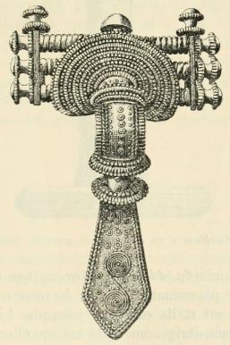 Fig. 43. Fibula af silfver ocli gnid. Sackrau, Sehlesien. <su<smal1</smal</su/<su<smal2</smal</su.