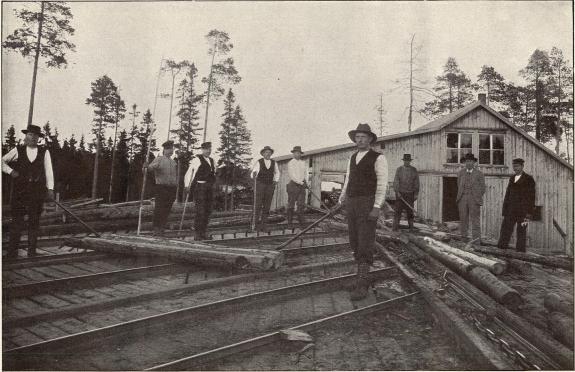 Uppfordring af timmer i Ockesjön.<b<b<smalFoto Selin, Hjerpen.</smal