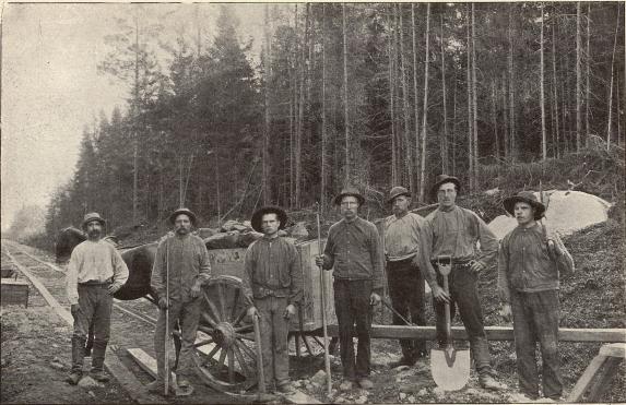 Schaktare vid Sala–Gysinge–Gäfle järnväg.<bFoto Ljunggren, Gysinge.