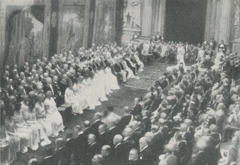 Mottagningen på Stockholms Slott efter belgiska kronprinsparets vigsel.