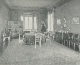 Matsalen på Stuyvenberg med ett porträtt<bav Astrid mellan fönstren. Matsalen på Stuyvenberg med ett porträtt<bav Astrid mellan fönstren.