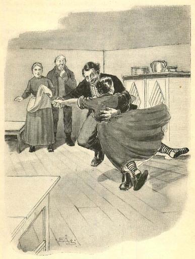 <smalIll. E Å-g[=Emil Åberg]</smal<bOch så nappade han tag i Britta och började dansa polka.