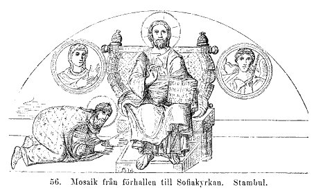 56. Mosaik från
förhallen till Sofiakyrkan. Stambul.