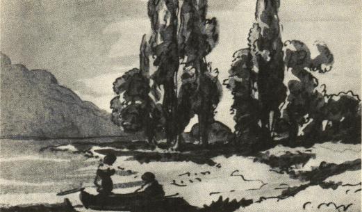 POPPLAR VID SAALE.<bTeckning av Goethe 1806. POPPLAR VID SAALE.<bTeckning av Goethe 1806.