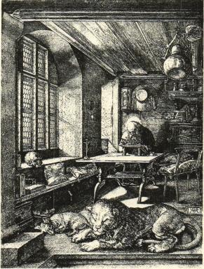 ST. HIERONYMUS<befter kopparstick av Albrekt Dürer.