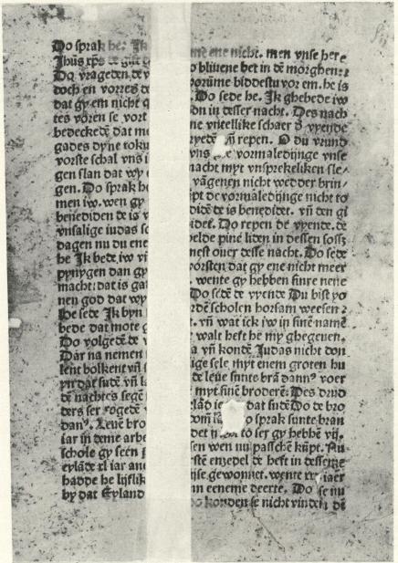 Fig. 1. VAN SUNTE BRANDANUS.<bLübeck: Johan Snell. Fragment af bl. 14 a.