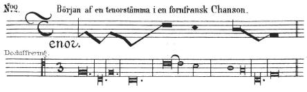 Början af tenorstämman i en kröningsmessa, uppförd i Paris 1364: