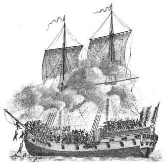 Strid ombord på ett slafskepp.<bEfter C. B. Wadströms »Essay on Colonization».