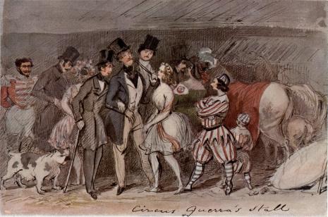 I CIRKUS GUERRAS STALL. 1840-talet.<b<smalFr. v. Direktor Guerra, W. Bolstenstern, G. Fleetwood, H. Falkenberg, C. E. Piper.</smal