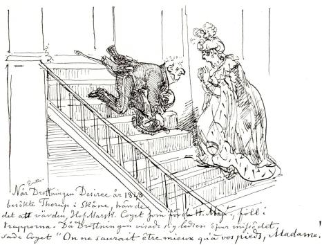 HOFMARSKALKEN G. COYET TAR EMOT DROTTNING DESIDERIA PÅ TORUP 1848.