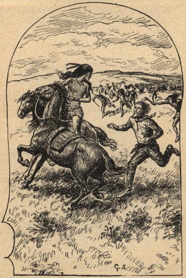 <smalIll. G. S.[=Georg Stoopendaal]</smal<bHela lägret rusade efter flyktingarna.
