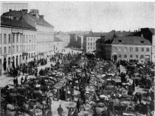 Kungstorget på 1880-talet, innan Saluhallen kom till