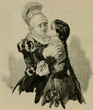 <smalill. J. N.[=Jenny Nyström]</smal<bAgnes kastade smekande armarna omkring sin moderliga vän och kysste henne. (Sid. 31)