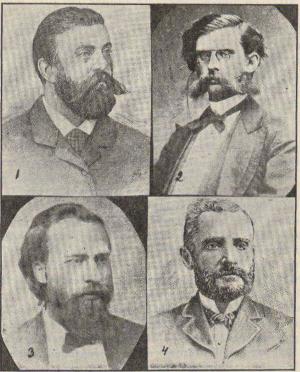 1. Ninian Wærner. (Teckning af Gus Higgins). 2. Waldemar<bTorsell. 3. J. A. Enander. 4. P. A. Sundelius.