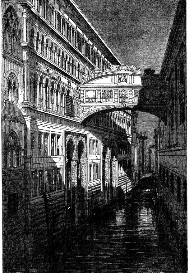 Doge-palatset, Suckarnes bro och Inqvisitionsfängelset i Venedig.