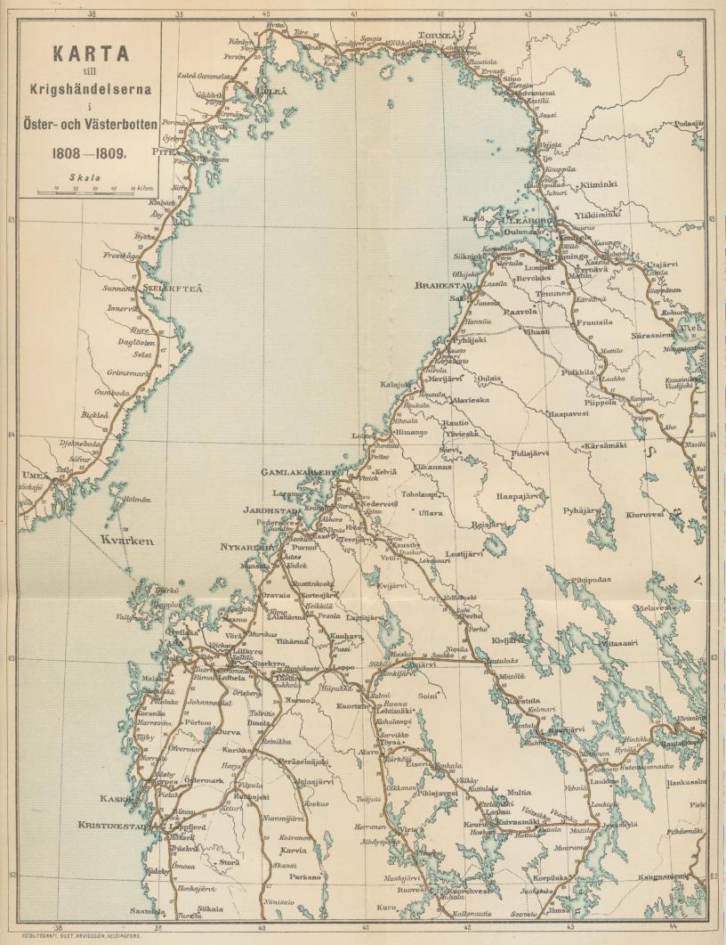 KARTA<btill<bKrigshändelserna<bi<bÖster- och Västerbotten<b1808—1809.