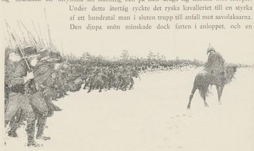 Finnarnas framryckning på isen vid Leppävirta. <bM. Adlercreutz.