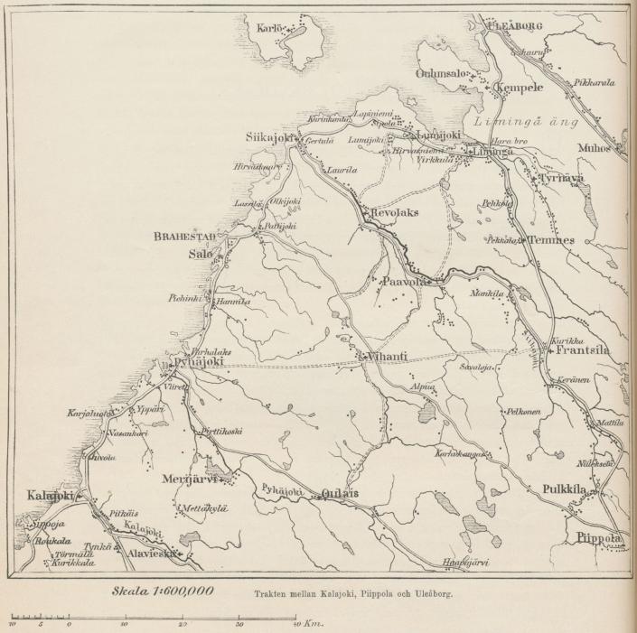 Trakten mellan Kalajoki, Piippola och Uleåborg.