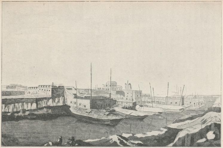 Sveaborg: Vargö och Eskaderhamnen på 1760-talet, sedda från södra delen af Stora Öster Svartö.<bHandteckning af <span class=