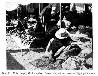 Bild 82. Från torget, Cochabamba. Observera, att matvarorna ligga på marken.