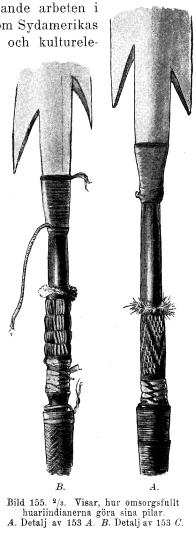 Bild 155. <su2</su/<su3</su. Visar, hur omsorgsfullt<bhuariindianerna göra sina pilar.<bA. Detalj av 153 A. B. Detalj av 153 C.