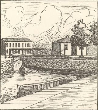 Kanalparti vid Pusterviksbron<b<smal(på 1850-talet)</smal
