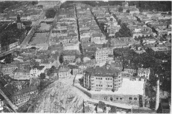 An aerial view of Otterhall School, Cathedral, General Post<bOffice and German Church by Aero Materiel A.B. No. C. 792.