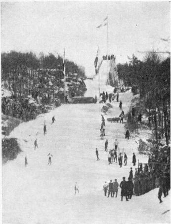 Ski-ing sport at Slottsskogen on 9th February 1930