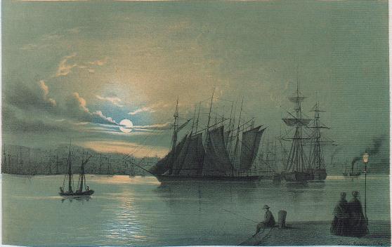 <smalIll. Ludvig Messmann. 1859.</smal<bTryckt och förlagt af Meyer & Köster. Lithogr. Atel. i Götebg.<b<biUTSIGT FRÅN STENBRON</bi<bvid stora bommen.