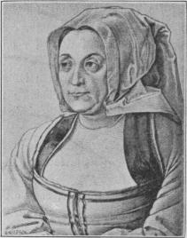 Fru Agnes Dürerin i sitt 46:e år.<bTeckning af Albrecht Dürer.