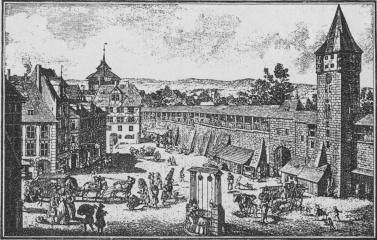 Dürerhuset och dess närmaste omgifning i början af 1500-talet.