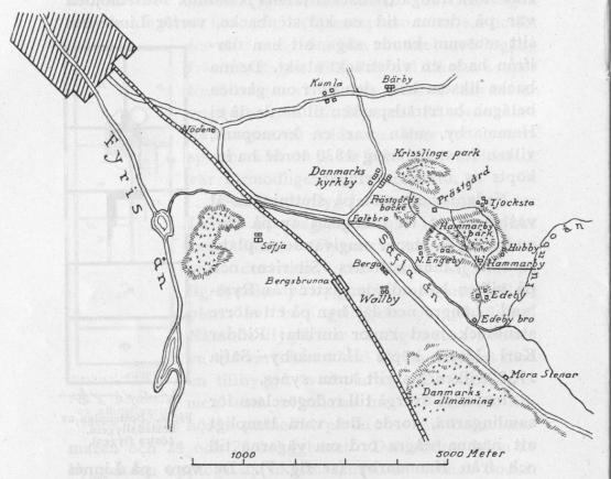 <bFig. 7.   Skiss över vägarna mellan Uppsala och Hammarby.