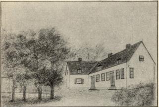 Norrtullsgatan 14. Ett av Strindbergs ungdomshem. Teckning<bav Axel Strindberg.