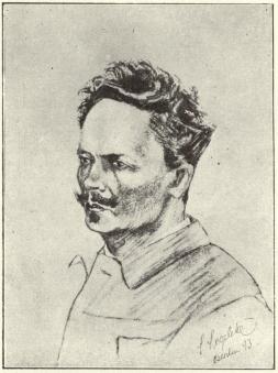 Strindberg under Berlintiden 1893. Teckning av S. Segeleke.