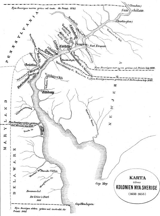 KARTA<böfver<bKOLONIEN NYASVERIGE<b(1638-1655)
