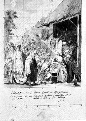 ”De Wise af Österlandet tillbedja Barnet Jesus”, fritt efter Rubens, <bskiss till altartavla i S:t Annas Kapell i Östergötland. 1805. Nr 60.