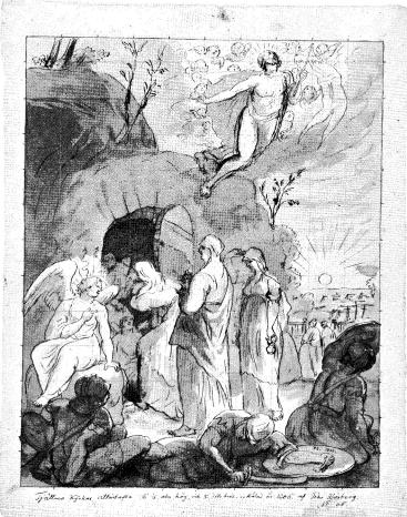﻿”Christi uppståndelse ur grafwen”, skiss till altartavla<bi Tjällmo kyrka, Östergötland. 1806. Nr 65.