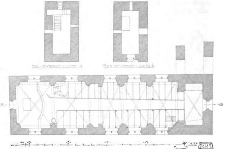 Planritning af kyrka och torn. Planritning af kyrka och torn.