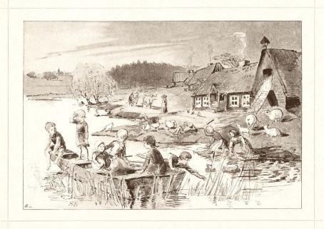 <smalIll. S B[=Stina Beck-Friis]</smal<b<biAfton i byn.</bi (Sid. 67).