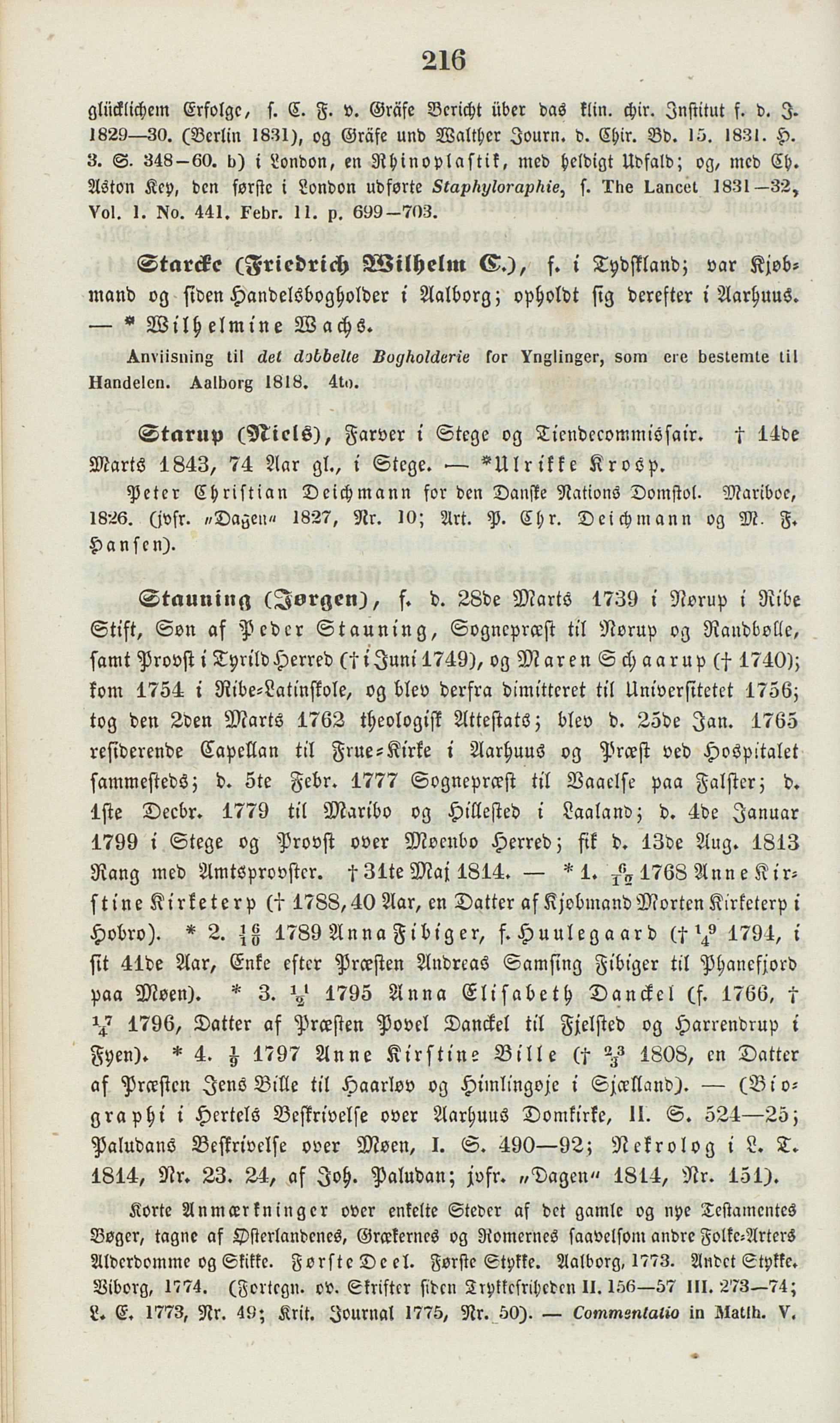 216 (Almindeligt Forfatter-Lexicon for Kongeriget Danmark med tilhørende  Bilande, fra 1814 til 1840 / Tredie Bind. S—Ø)