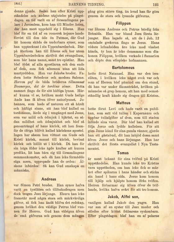 123 (Barnens tidning. Utgifven af Evangeliska fosterlandsstiftelsen / Årg.  38 (1895))