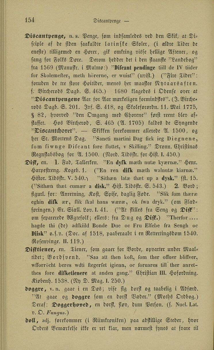 154 (Dansk Glossarium, eller Ordbog over forældede danske Ord / Første  Deel. A-L)