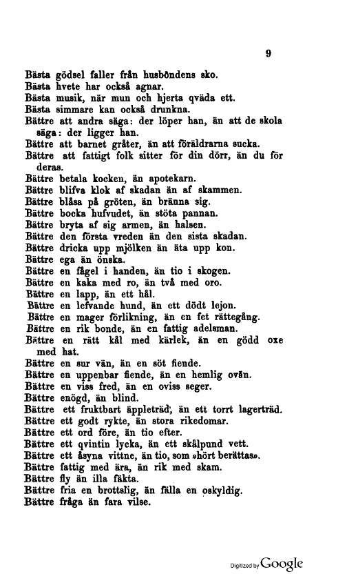 9 (Ordspråksboken. Den svenska ordspråksboken innehållande 3160 ordspråk)