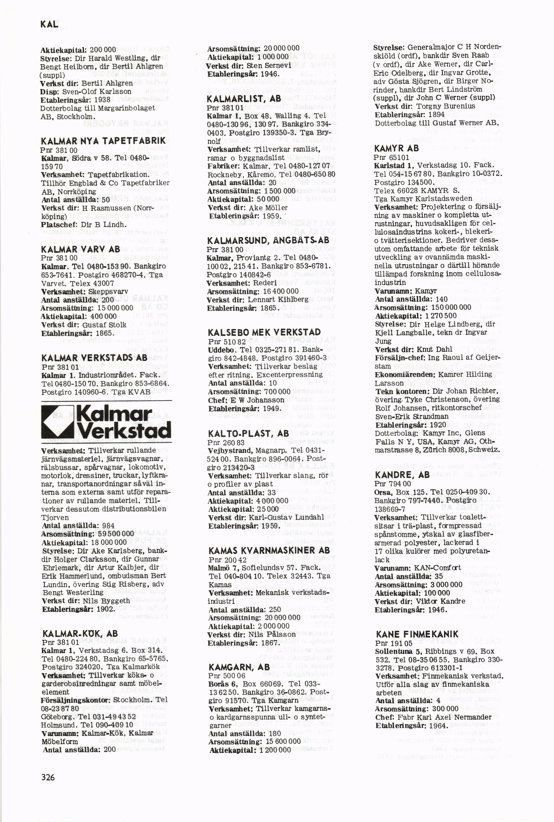 326 (sveriges handelskalender / Årgång nittioett. 1971 ...